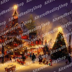 3 Images of a Christmas Village, Digital Download