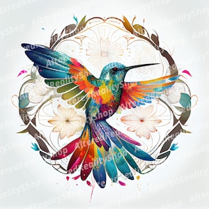 First set of 2 Hummingbird Printable Art, Digital Download, Wall Decor, Nature Art, Colorful Watercolor Art, Wall Art, Bird Lover Gift