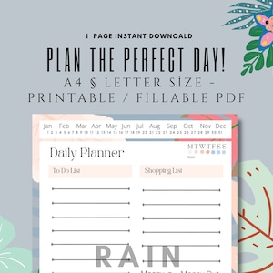 Minimalist Daily Planner: A4, Letter Size (PDF)