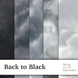 5 Black Texture Digital Papers, Commercial Use Instant Download Black Watercolour Digital Paper Pack, Watercolor Paper Planner Papers