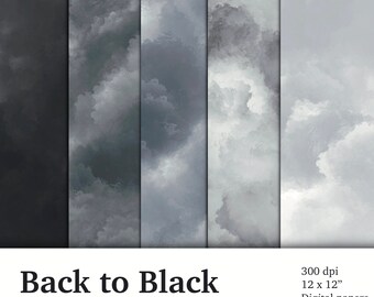 Black Watercolor Texture Digital Paper, Commercial Use (Digital Download)