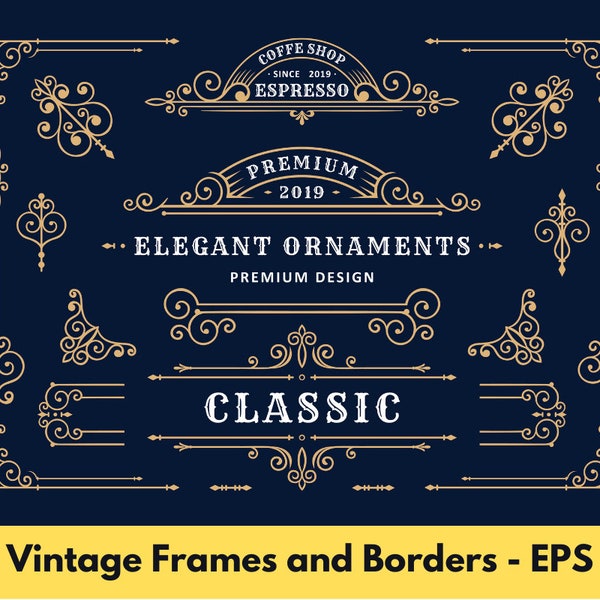 Decorative Set of vintage Borders Elements - Antique Elements Ornaments Borders Illustration