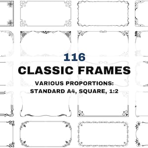 Classic Borders Clipart, Ornamental Frame Borders PNG EPS AI, Vintage Decorative Borders, Elegant Corner Frames, Digital Border Design