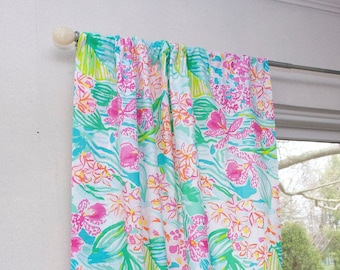Window Curtain Panel (Sold by 1) - Lining is Optional - Pink Orchids Tropical Nursery, Bedroom Window, Kids Room Décor, Window Treatments