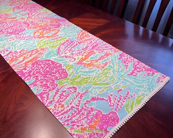 Room Décor - Quality Lined Table Runner, Dresser Runner, Palm Beach Style Home Décor - Corals, Pink Orchids, Elephants, Palms