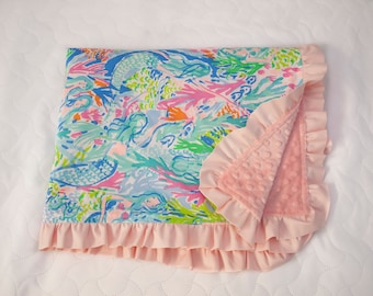Blanket - Toddler, Baby Blanket - Lap Blanket - Pet Blanket - Throw - Pink Orchids Mermaid Cove, Palm Beach, Elephants, Flamingo, Tropical