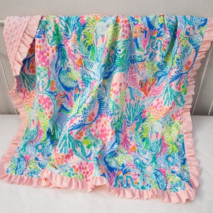 Soft Mermaid Blanket Lap Blanket - Pet Blanket - Throw Blanket - Mermaid Room Décor, Shower Gift, Christmas Gift