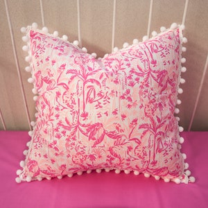 Decorative Pillow Cover - Hot Pink Palms, Tropical, Home Décor, Nursery Décor, Dorm Room Pillow, First Impression