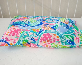 Toddler Pillowcase -Choose Fabric, Choose Size - Mermaid Cove, Palms, Tropical, Home Décor, Nursery Décor, Dorm Room Pillow