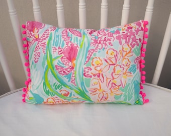 Decorative Pillow Cover - Pink Orchids, Tropical, Home Décor, Nursery Décor, Dorm Room Pillow