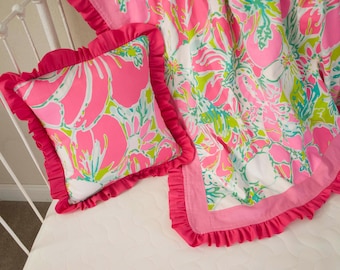 Decorative Pillow Cover - Pink Coral Large Floral