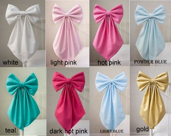 Large Bow - Crib Bow - Hospital Door Hanger - Home Décor / Nursery Room Décor - Hot Pink White Ivory Cream  Navy Blue (10"bowX16"tails)