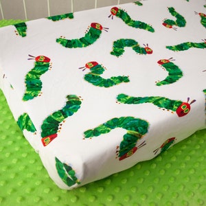 Baby Changing Pad Cover - Caterpillar Fabric, Nursery Décor, Baby Shower Gift, Crib Bedding, Very Hungry