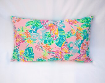 Classic Knife Edge Decorative Pillow Cover / Pillow Sham - Hot Pink Palms, Tropical, Home Décor, Nursery Décor, Dorm Room, Patio
