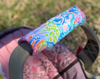 Reversible Car Seat Handle Cover - Car Seat belt Cover - Baby Shower Gift - Mermaids, Orchids, Elephants, Pineapples
