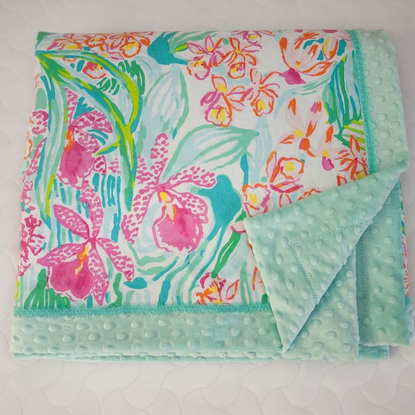 Soft Floral Blanket - Chemo Blanket - Lap Blanket - Pet Blanket - Throw Blanket - Baby Blanket - Pink Orchids Tropical Décor, Gift