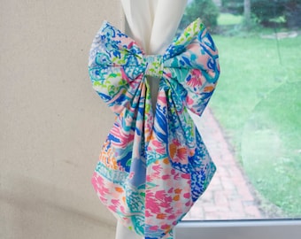 Bow Curtain Tieback - Hospital Door Hanger - Home Décor Nursery Décor - Price for One Bow - Mermaid Elephants Pineapples Orchids Flamingoes