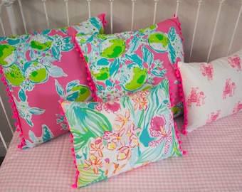 Decorative Pillow Cover - Choose Fabric, Choose Size - Hot Pink Palms, Tropical, Home Décor, Nursery Décor, Dorm Room Pillow