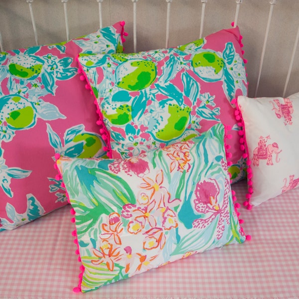 Decorative Pillow Cover - Choose Fabric, Choose Size - Hot Pink Palms, Tropical, Home Décor, Nursery Décor, Dorm Room Pillow