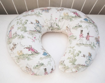 Classic Story Time Toile, Rhyme Toile Baby Nursing Pillow Cover, Baby Fedding Pillow Cover, Photo Prop - Neutral Color Baby Room Décor