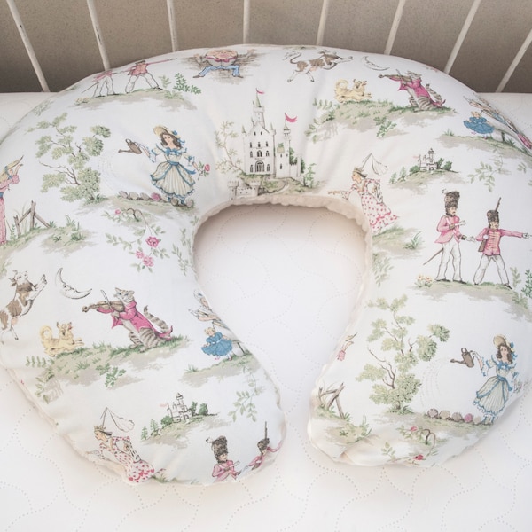 Classic Story Time Toile, Rhyme Toile Baby Nursing Pillow Cover, Baby Fedding Pillow Cover, Photo Prop - Neutral Color Baby Room Décor