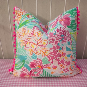 Decorative Pillow Cover - Pink Orchids, Tropical, Home Décor, Nursery Décor, Dorm Room Pillow
