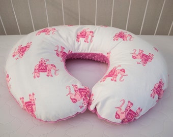 Nursing Pillow Cover - Breastfeeding Pillow Cover - Pink Elephants Feeding Pillow Cover - Photo Prop Pillow Cover
