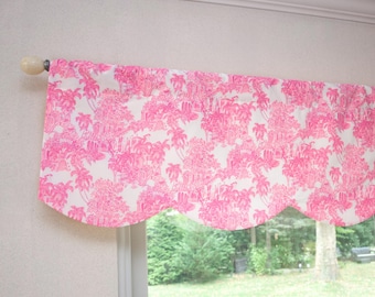 Lined Window Valance - Palm Beach Toile, Home Décor, Nursery Valance, Dorm Room Valance