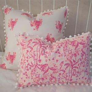 Decorative Pillow Cover - Hot Pink Palms, Tropical, Home Décor, Nursery Décor, Dorm Room Pillow, First Impression