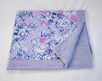 Baby Blanket - Lap Blanket - Pet Blanket - Throw - Elephants, Palm Beach, Tropical, Pineapples, Purple, Lavender, Hot Pink