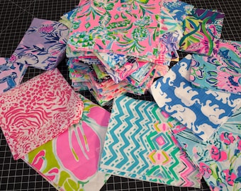 Choose your colors! 9-Piece Set of 6"x6" Fabric - Mermaid, Pink Orchids, Flamingoes, Pink Lemonade, Elephants, Pineapples, Palms, Tropical