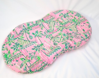 Baby Changing Pad Cover - fits Peanut Shaped Changing Stations /Pad - 100% Terry Cotton - Tropical, Palm Beach, Palms Pink