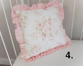 Funda de almohada decorativa con estampado floral de rosas - Decoración vintage - Estilo shabby chic - Rosa rosa marfil/crema para decoración de habitaciones - Funda de almohada con estampado de rosas rosas