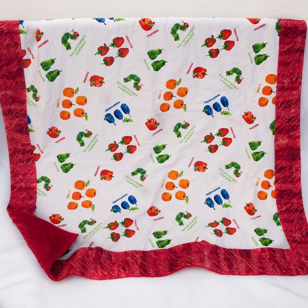 thumbnail image 2 of Very Hungry Caterpillar Baby Blanket – Minky Dot Back, 90cm X 70cm – Handmade For Bassinet Or Crib 2 of 2
