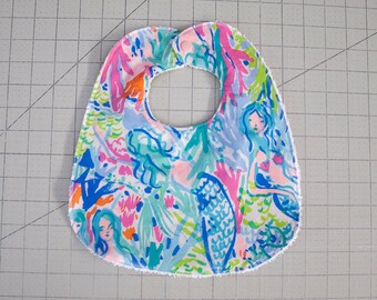 Quality Baby Bib - Mermaid Elephants Pineapples Pink Orchids Pink Flamingoes Floral - Baby Shower Gift