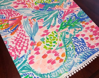 Room Décor - Quality Lined Table Runner, Dresser Runner, Palm Beach Style Home Décor - On Parade, Mermaids, Elephants, Palms