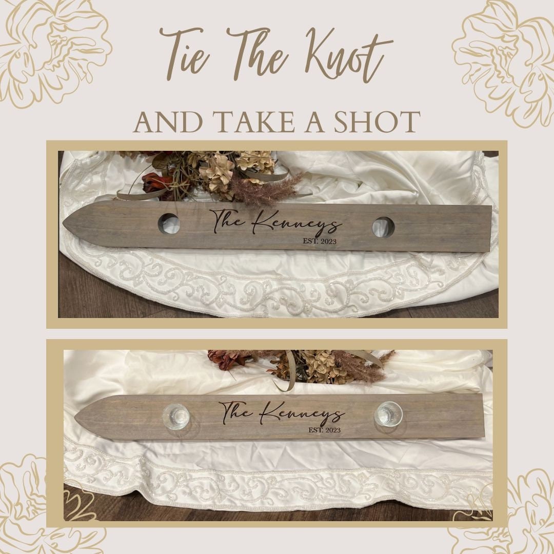 Custom Shot Ski Board for Weddings, Couple Shotski Wedding Shot Board
