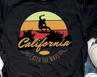 California Beach T-Shirt-Retro California Tee-Vintage California Surf T-Shirt-Retro Shirts-Vintage Shirts-California Souvenir shirt-Surf tee