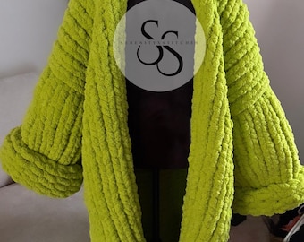 Handmade Chunky Knit Cardigan:   Trench, Custom Colors