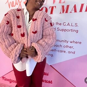 Handmade Chunky knit cardigan Valentine’s Day special edition (cropped) image 2