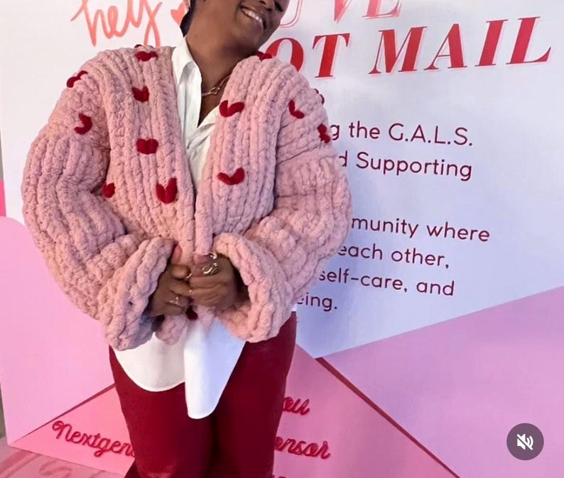 Handmade Chunky knit cardigan Valentine’s Day special edition (cropped) image 2