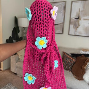 Floral crochet mesh durag