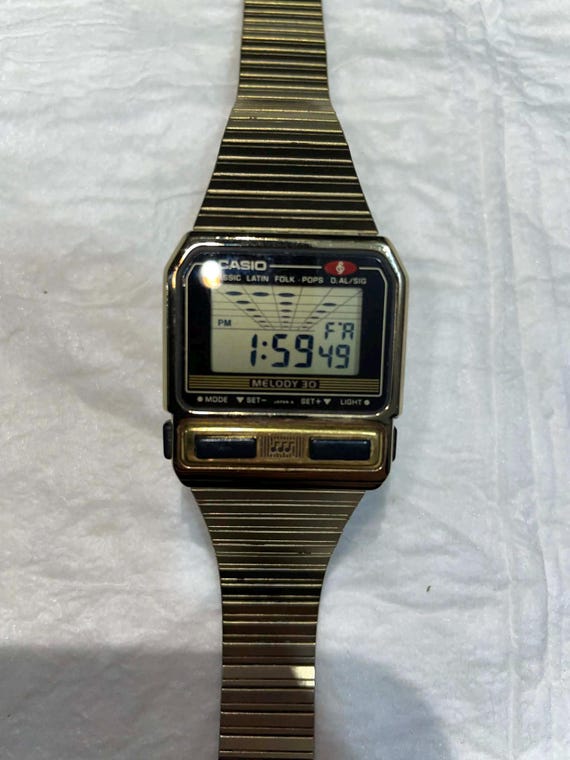 Rare Vintage Casio Melody 30 M-301G Men's Digital Alarm Watch Mod