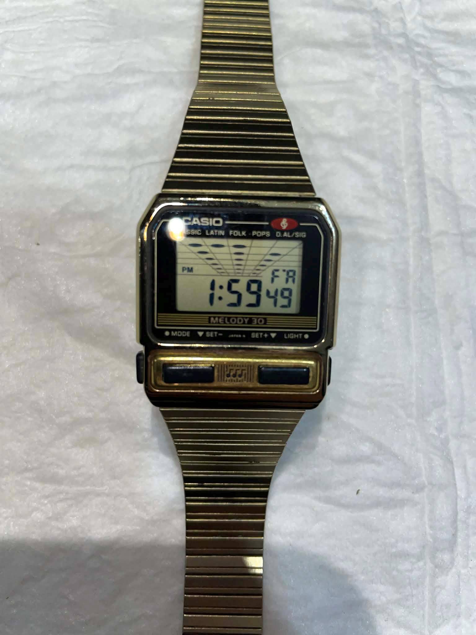 Rare Vintage Casio Melody 30 M-301G Men's Digital Alarm Watch Mod