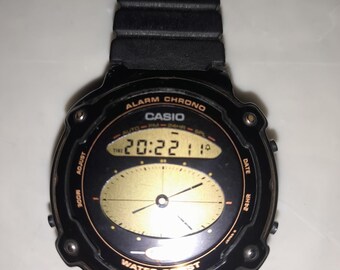 Rare vintage Casio AE-31W 922 digital hands Ana-Digi Alarm chrono watch japan