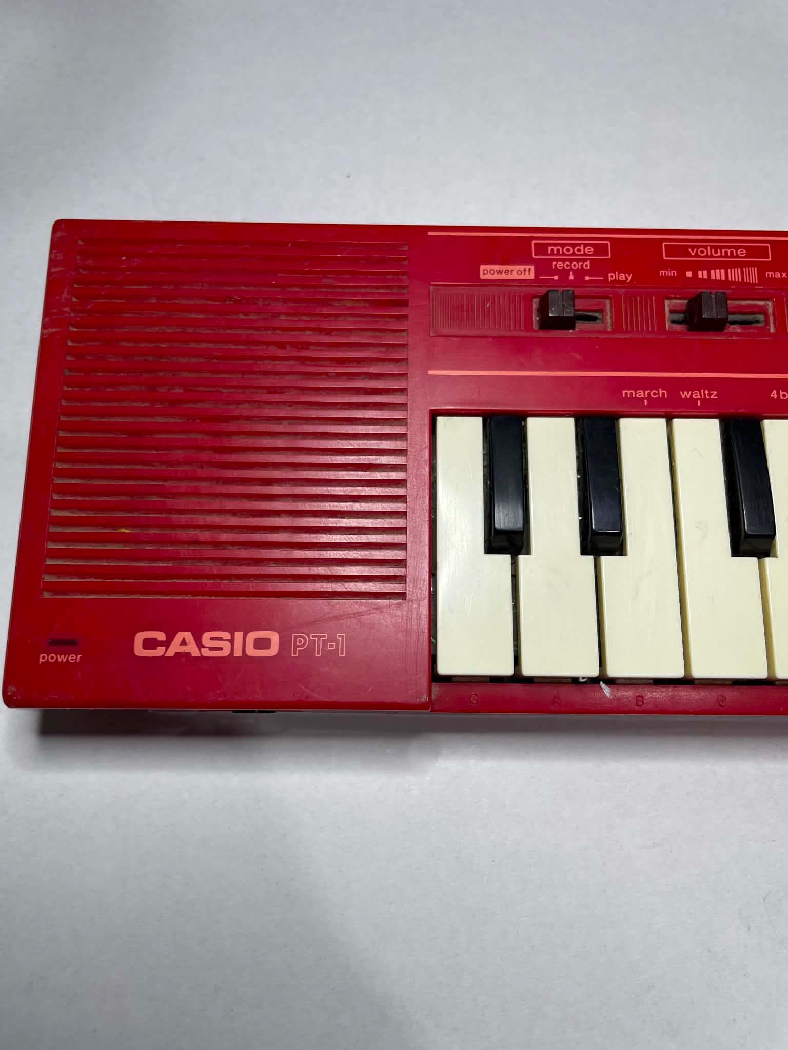 Vintage 1980s Red Casio PT-1 Mini 29-key Keyboard Synthesizer