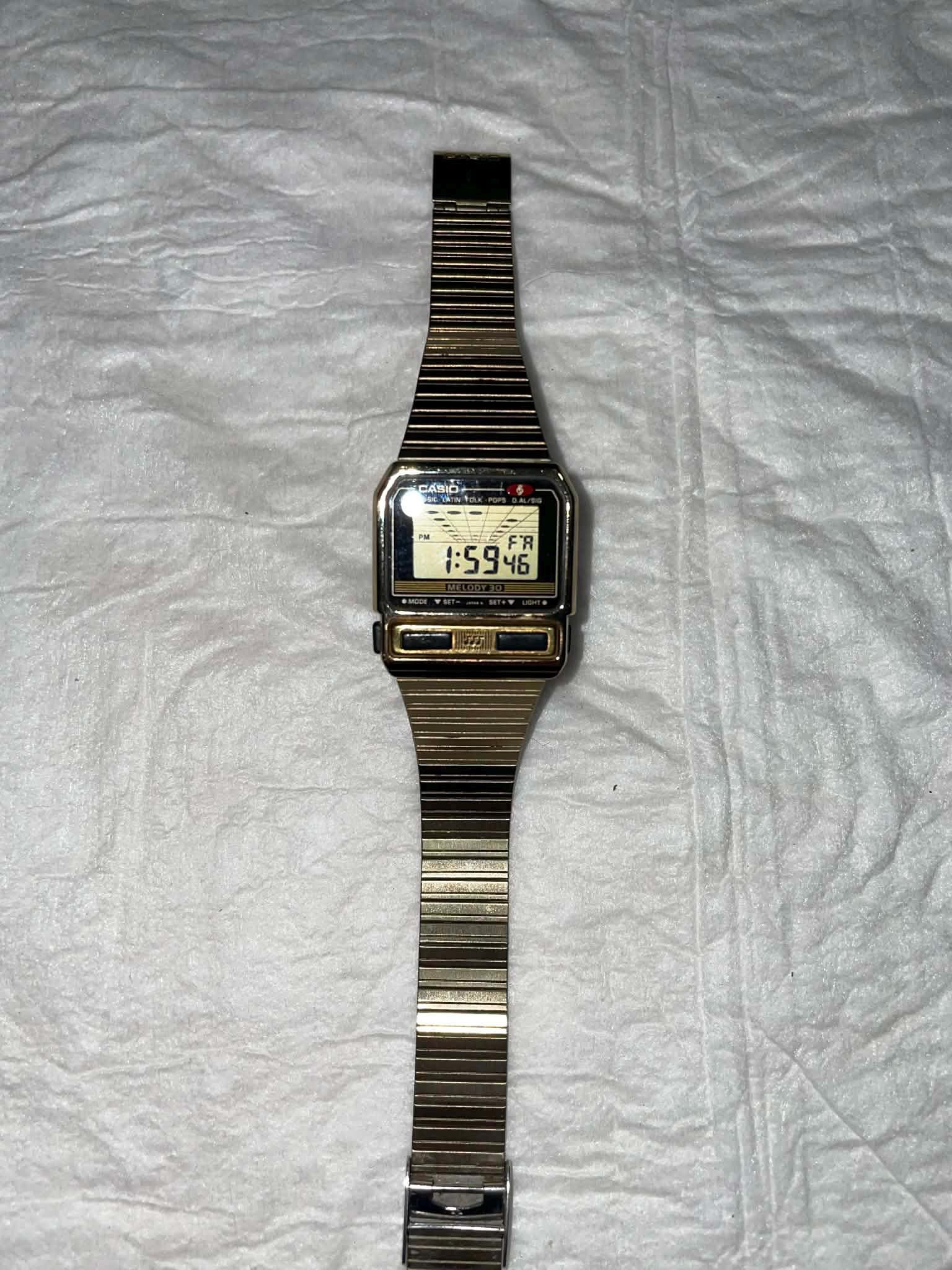 Rare Vintage Casio Melody 30 M-301G Men's Digital Alarm Watch Mod