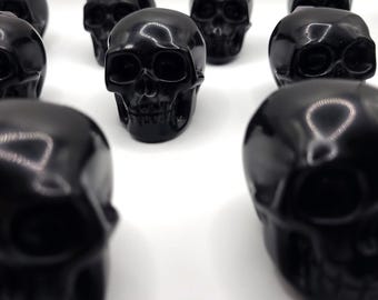 Hand Carved Black Obsidian Crystal Skull: Witchy Altar Decor