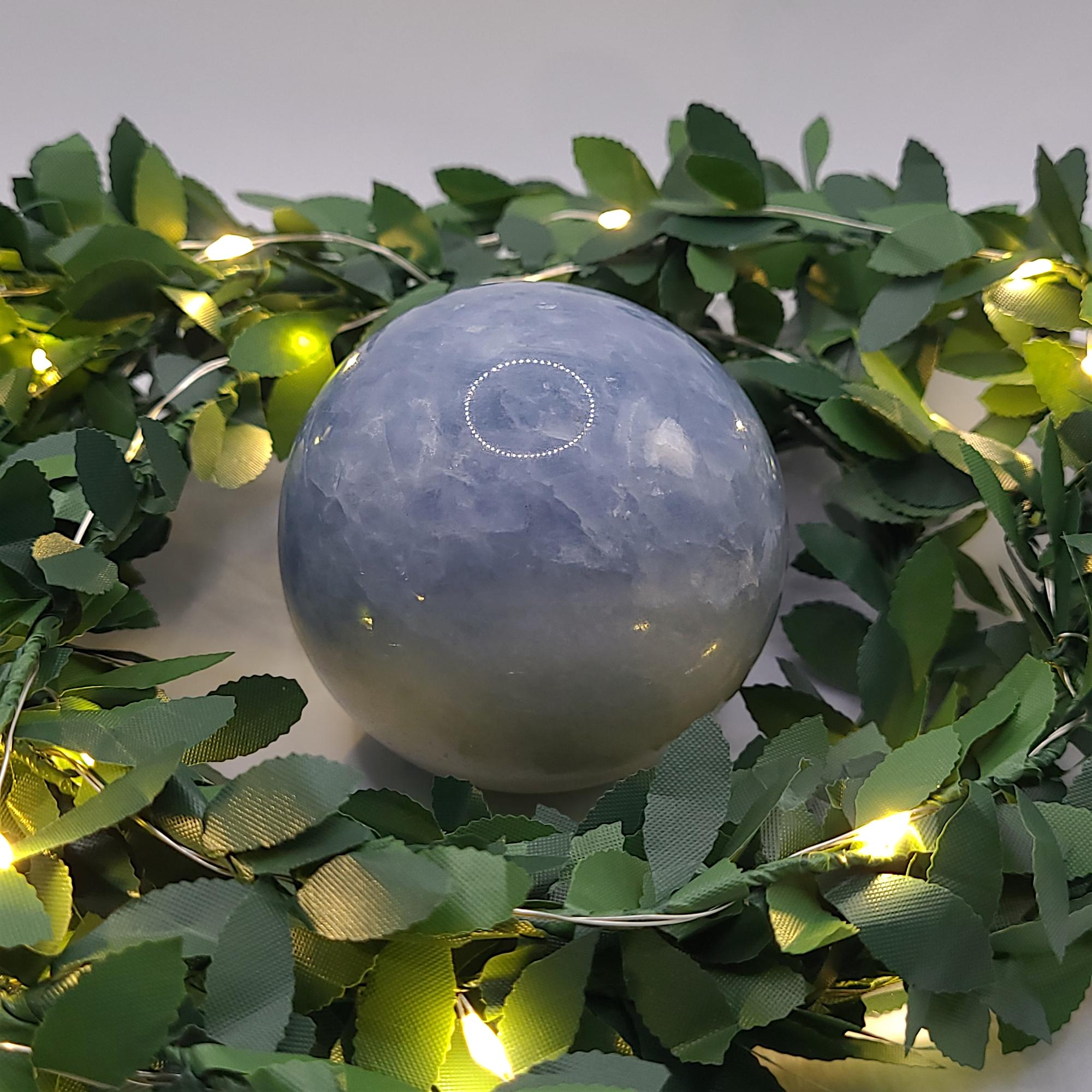 Polished Celestite Sphere: Stone of Peace, Angelic Energy - 60.2mm