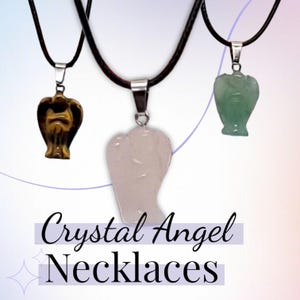 Crystal Angel Necklace – Guardian Angel Jewelry, Healing Crystal Pendant, Gift for Her, Spiritual Necklace